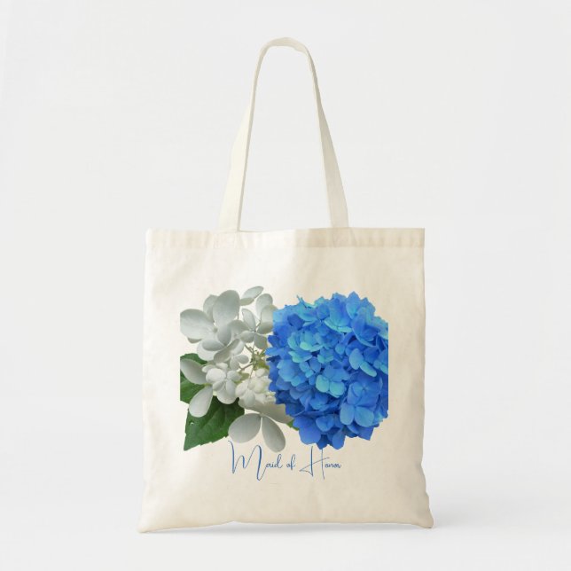 Tote Bag Deux Hydrangées Bleues Nom personnalisé Fourre-tou (Devant)