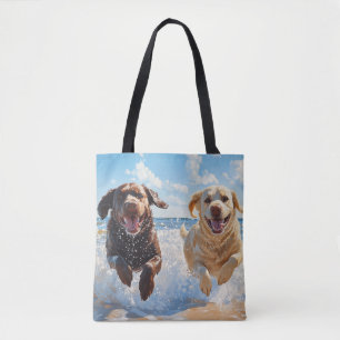 Tote Bag Deux Labradors sur la plage