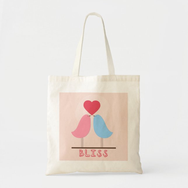 Tote Bag Deux oiseaux et un coeur (Devant)