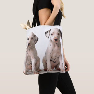 Tote Bag Deux petits chiots dalmatiens noirs et blancs