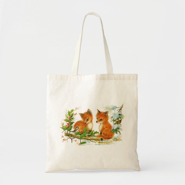 Tote Bag Deux Petits Renards Transportent (Devant)