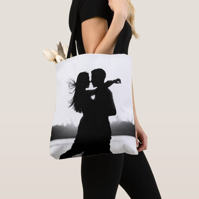 Tote Bag Deux photos personnalisées en noir et blanc (De près)