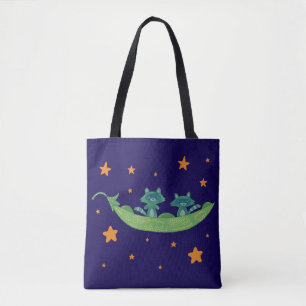 Tote Bag Deux ratons laveurs dans une cosse de pois Art f