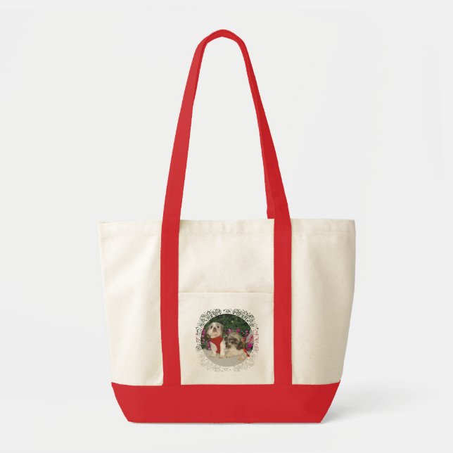 Tote Bag Deux Shih Tzus dans un jardin (Devant)