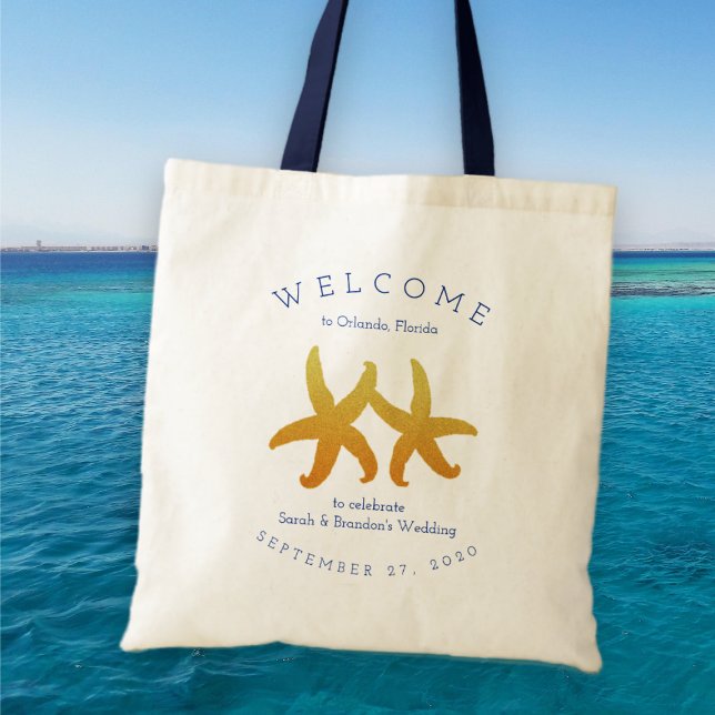 Tote Bag Deux Starfish Destination Mariage Bienvenue Cadeau (Créateur téléchargé)