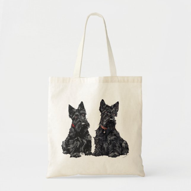 Tote Bag Deux Terriers écossais noirs (Devant)