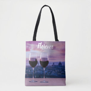 Tote Bag Deux verres de vin rouge sur la ligne d'horizon de