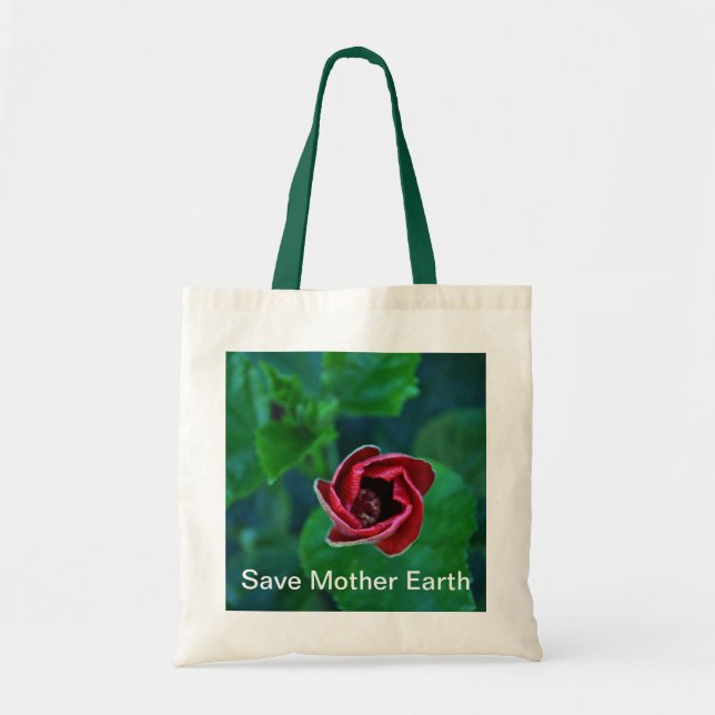 Tote Bag Devenez écolo floral "sauvez Terre" (Devant)