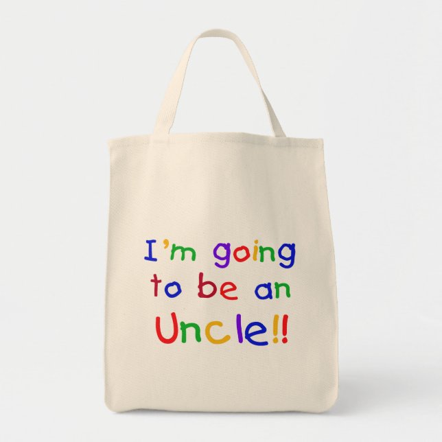 Tote Bag Devenir un oncle Couleurs primaires Texte (Devant)