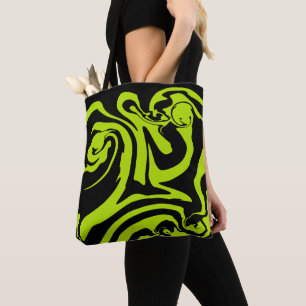 Tote Bag Déversement - Lime vert et noir