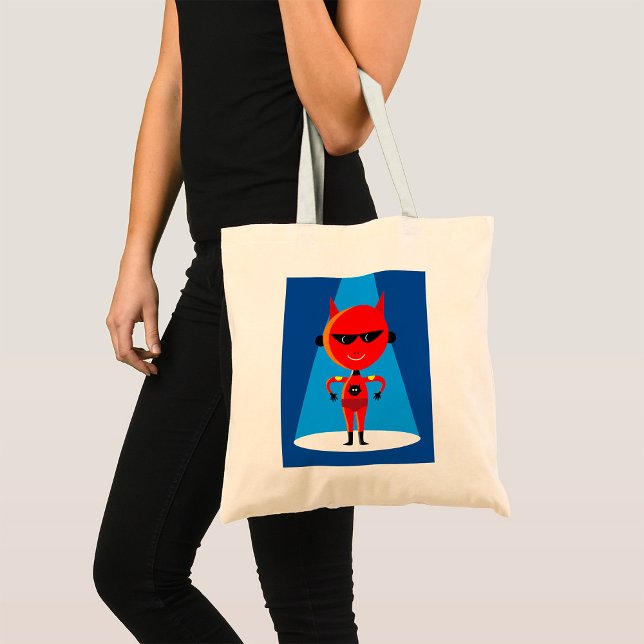 Tote Bag Devil Superhero caractère gras rouge et bleu (Créateur téléchargé)