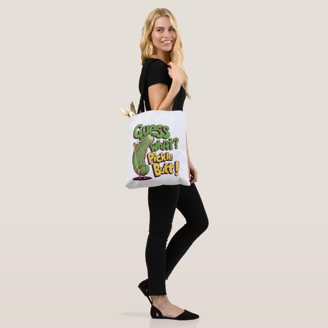 Tote Bag Devinez quoi_ Fessier de cornichon ! Drôle de conc (Sur le modèle)