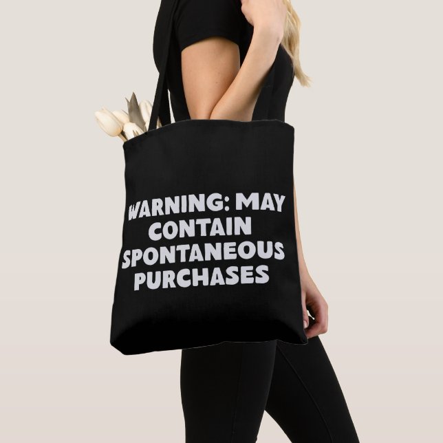 Tote Bag Devis amusant Humour de shopping noir et blanc ten (De près)