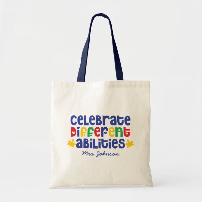 Tote Bag Devis inspirant | Professeur d'autisme personnalis (Devant)