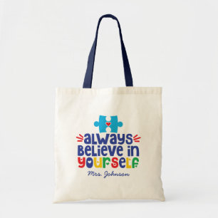 Tote Bag Devis motivationnel Professeur d'autisme personn