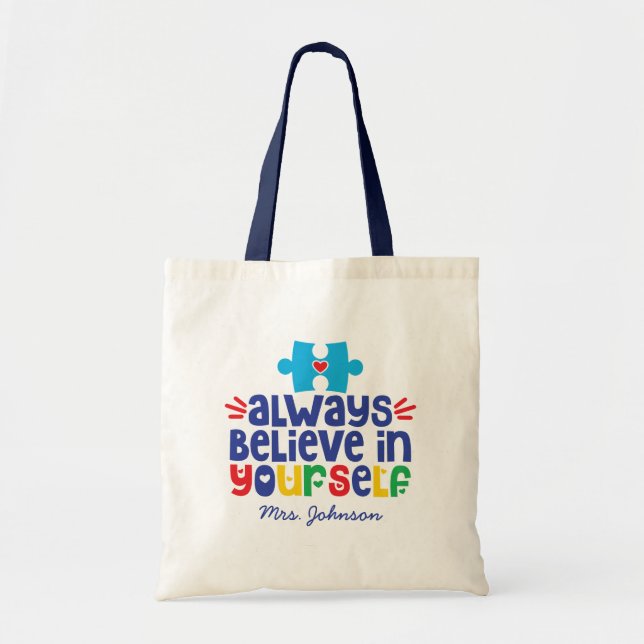 Tote Bag Devis motivationnel | Professeur d'autisme personn (Devant)