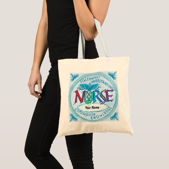 Tote Bag Devise des infirmières bleues (Devant (produit))