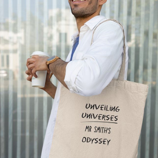 Tote Bag Dévoiler les univers Professeur de physique person (Shop now and embark on your educational odyssey with flair!)