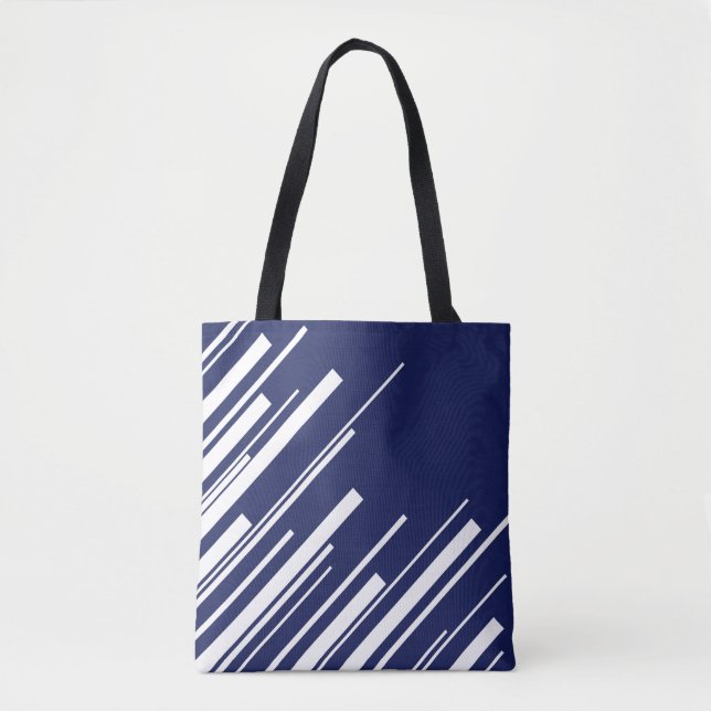 Tote Bag Diagonales - Bleu et Blanc (Devant)