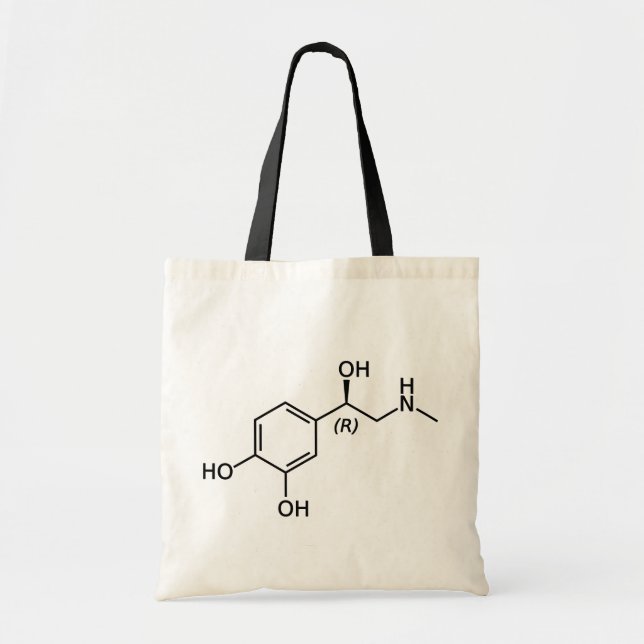 Tote Bag Diagramme chimique de la molécule d'adrénaline (Devant)