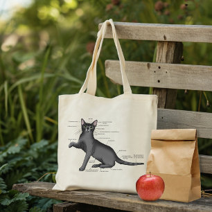 Tote Bag Diagramme d'anatomie de chat drôle Humour Nerd