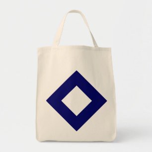 Tote Bag Diamant blanc, Bordure bleu gras