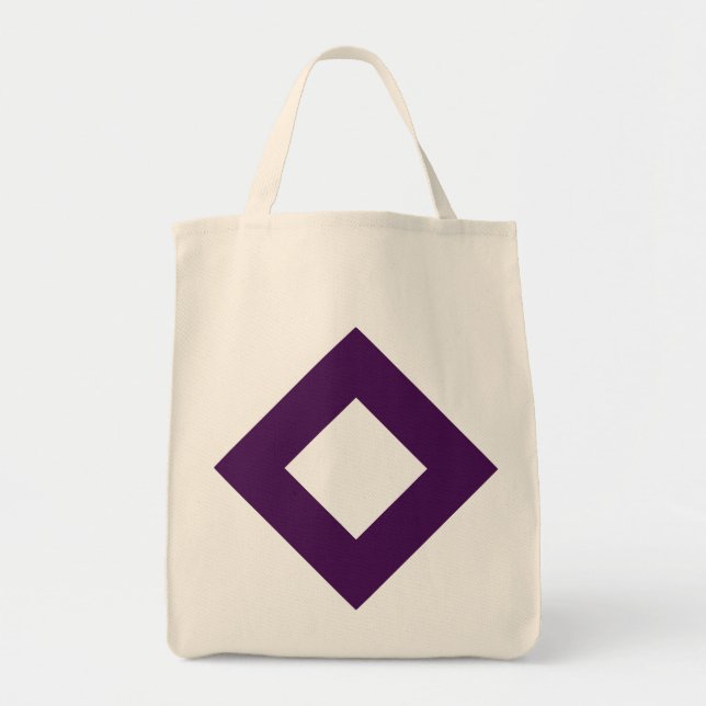 Tote Bag Diamant blanc, bordure violette en gras (Devant)