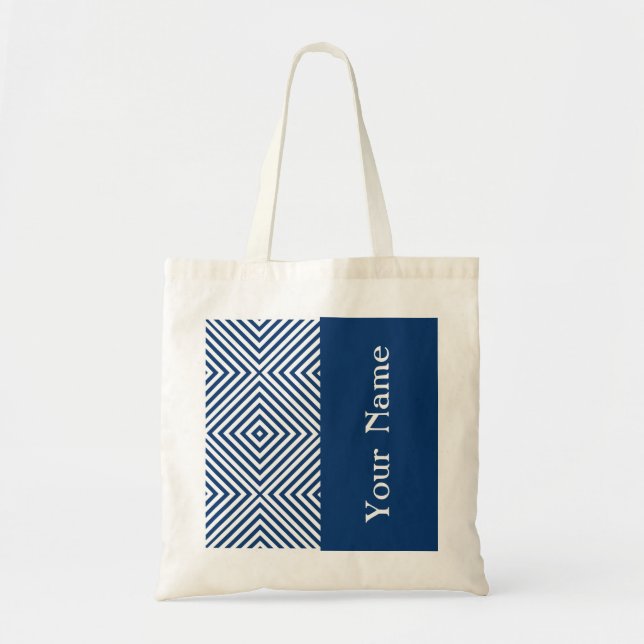 Tote Bag Diamant Chevron de marine avec le nom @ (Devant)