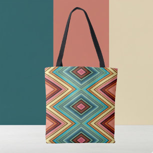 Tote Bag Diamant et Rayure Multi-Couleurs Doux