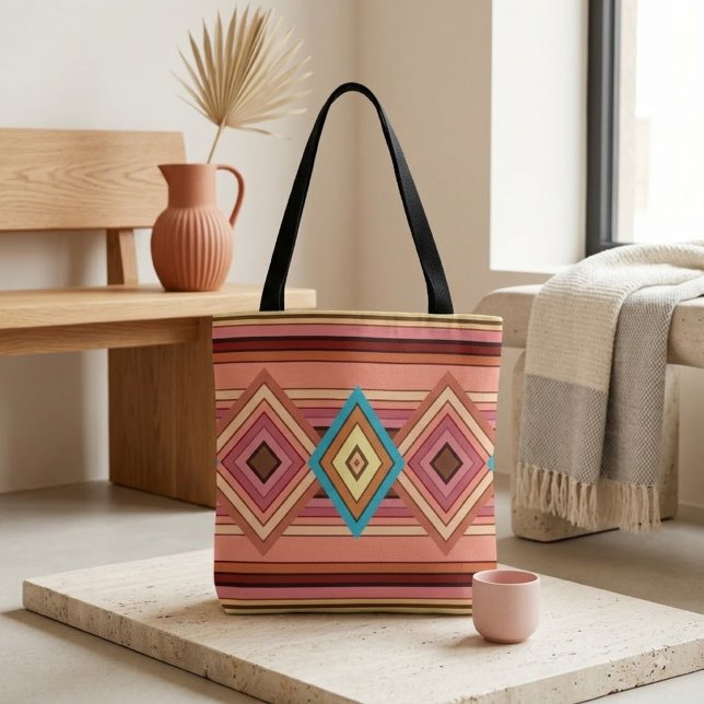 Tote Bag Diamant et Rayure Multi-Couleurs Doux (Créateur téléchargé)