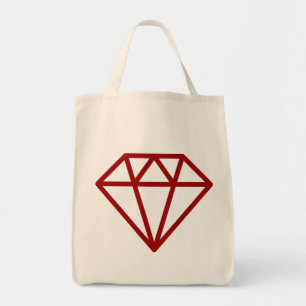 Tote Bag Diamant simple - Rouge rubis sur naturel