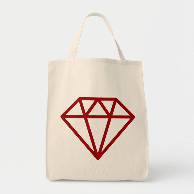 Tote Bag Diamant simple - Rouge rubis sur naturel (Devant)