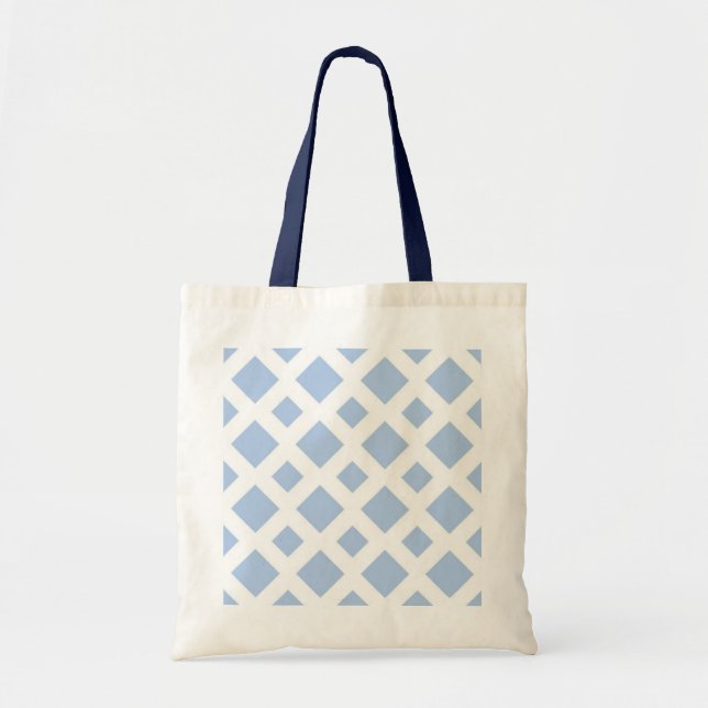 Tote Bag Diamants bleu clair sur blanc (Devant)