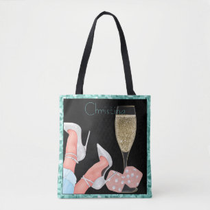 Tote Bag Diamants de Parties scintillant rose turquoise et 