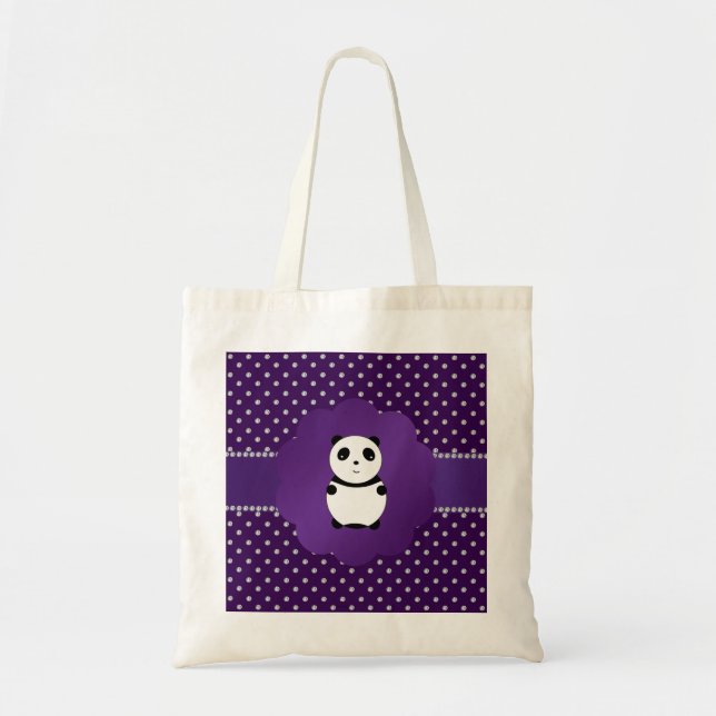 Tote Bag Diamants mignons de pourpre de panda (Devant)