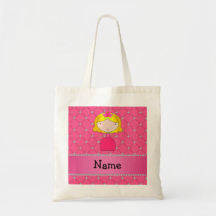 Tote Bag Diamants roses personnalisés de princesse nommée