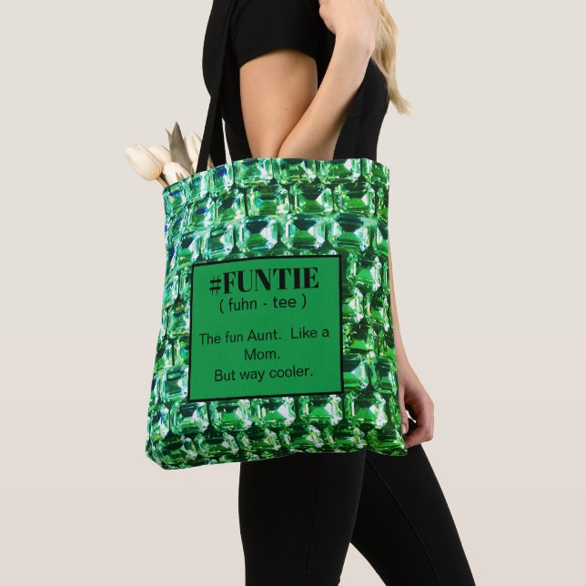 Tote Bag Diamants verts, pierres gemmes vertes bijoux, # FU (De près)