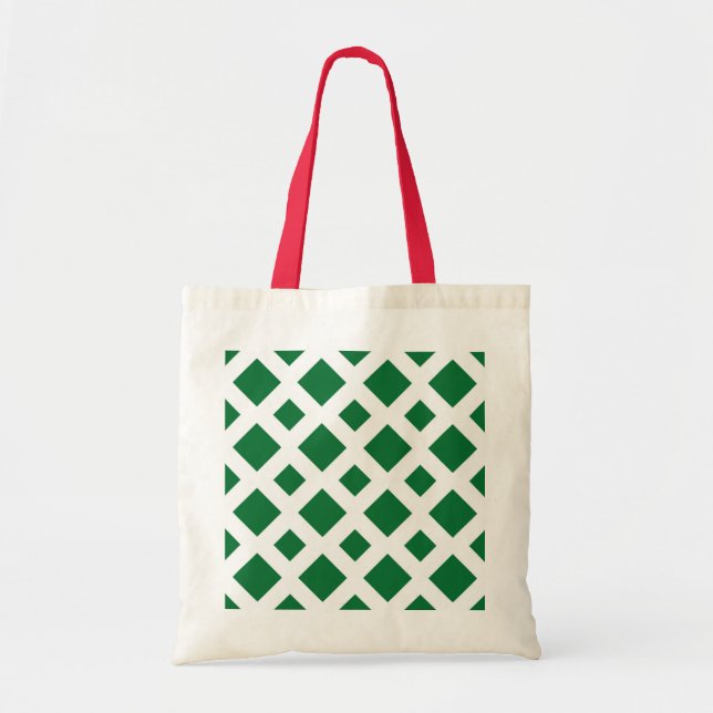 Tote Bag Diamants verts sur blanc (Devant)