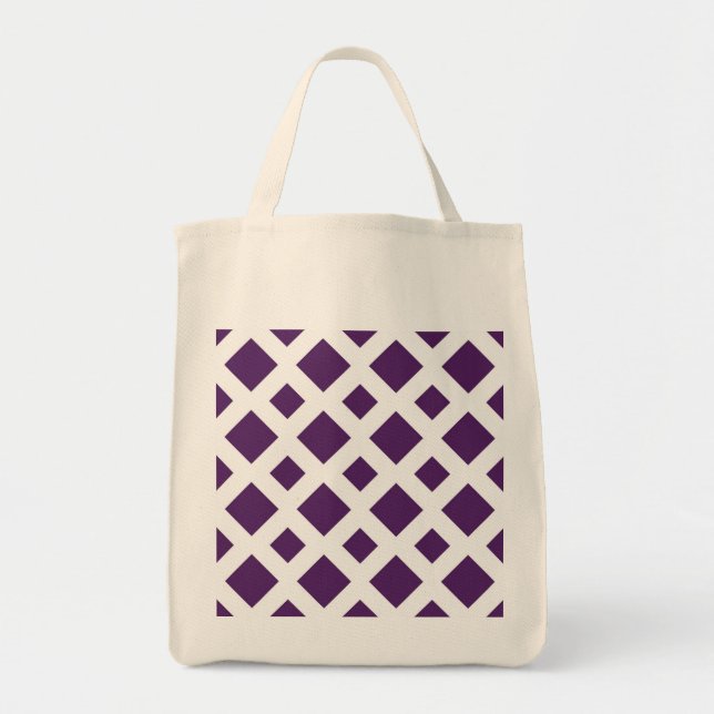 Tote Bag Diamants violets sur blanc (Devant)