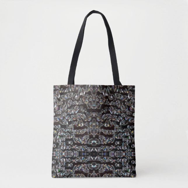 Tote Bag Diamond brillant motif élégant argent et noir (Devant)