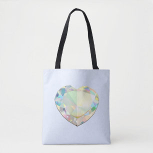 Tote Bag Diamond Heart Pastel Blue