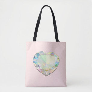 Tote Bag Diamond Heart Pastel Rose