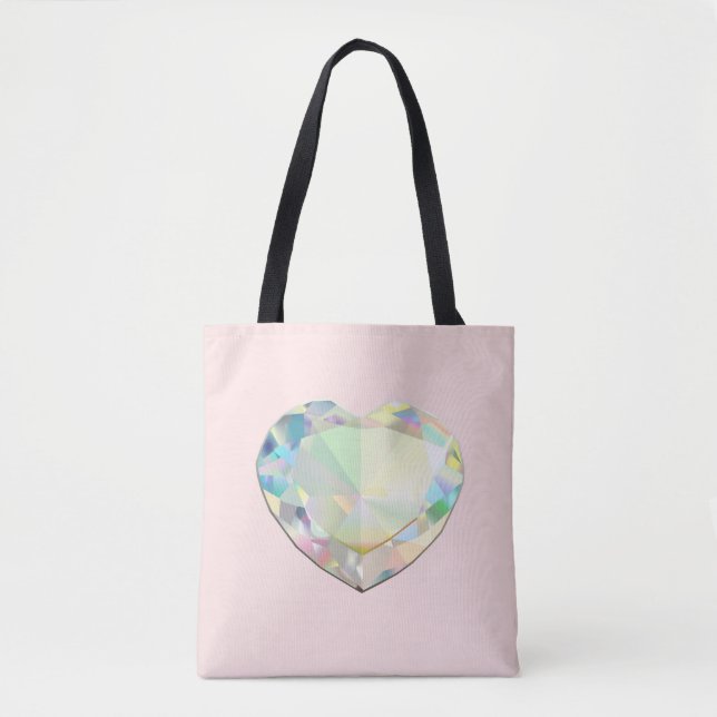 Tote Bag Diamond Heart Pastel Rose (Devant)