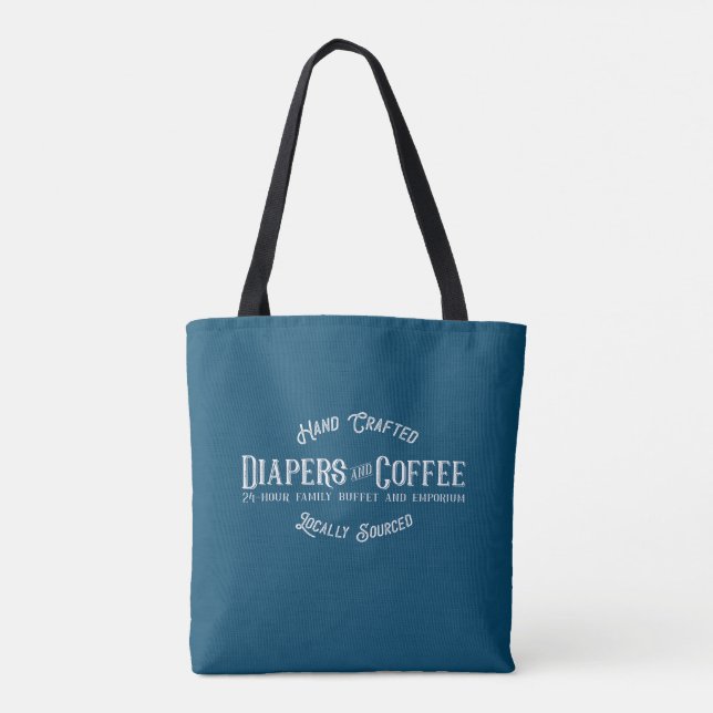 Tote Bag Diapeurs et café Ironic Funny Retro Restaurant (Dos)