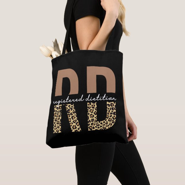 Tote Bag Diététiste enregistrée Cheetah imprimer Dons RD (De près)