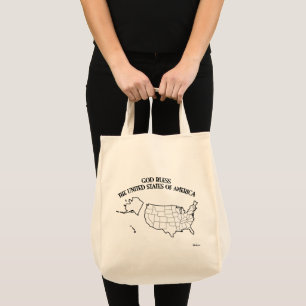 Tote Bag DIEU BÉNISSE LES ÉTATS-UNIS D'AMÉRIQUE contour des