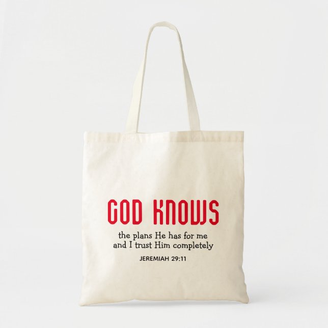 Tote Bag DIEU CONNAÎT Jérémie 29:11 (Devant)