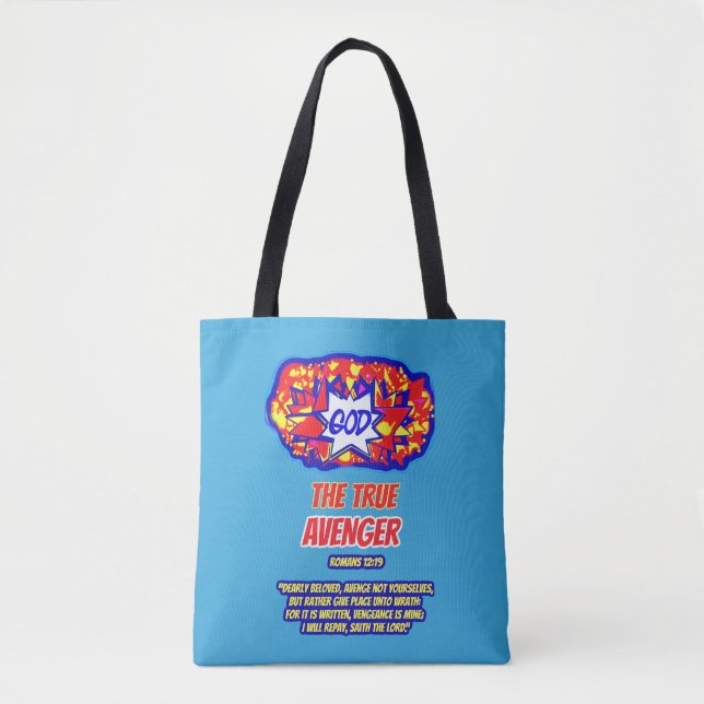 TOTE BAG DIEU EST LE VÉRITABLE AVENGER (Devant)