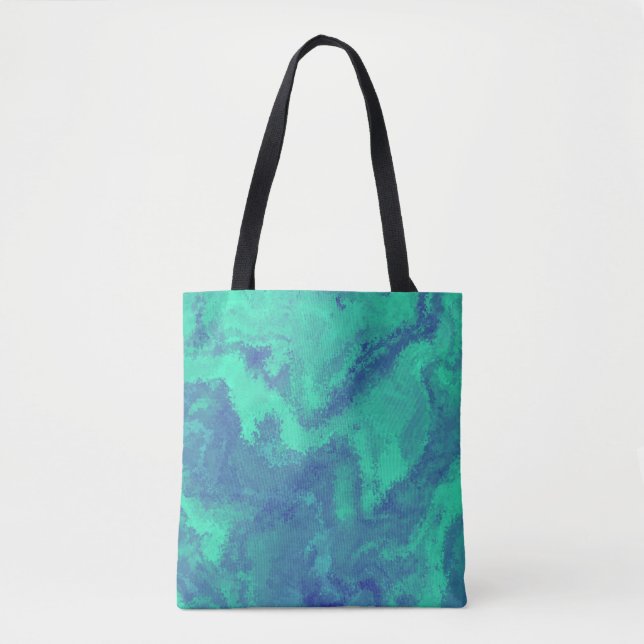 Tote Bag Diffusion Abstraite bleue verte (Devant)