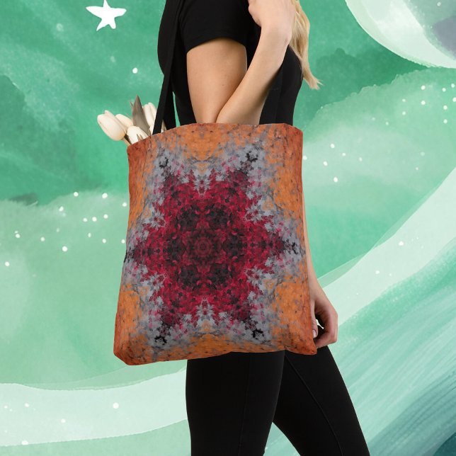 Tote Bag Digital Mandala rouge orange et bleu (Créateur téléchargé)